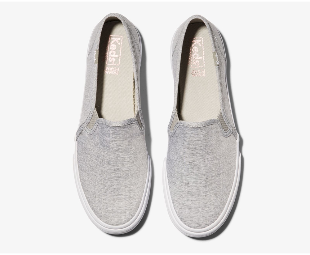 Keds Slip Ons Grey - Double Decker Heathered Woven - Womens HPBZEV-073